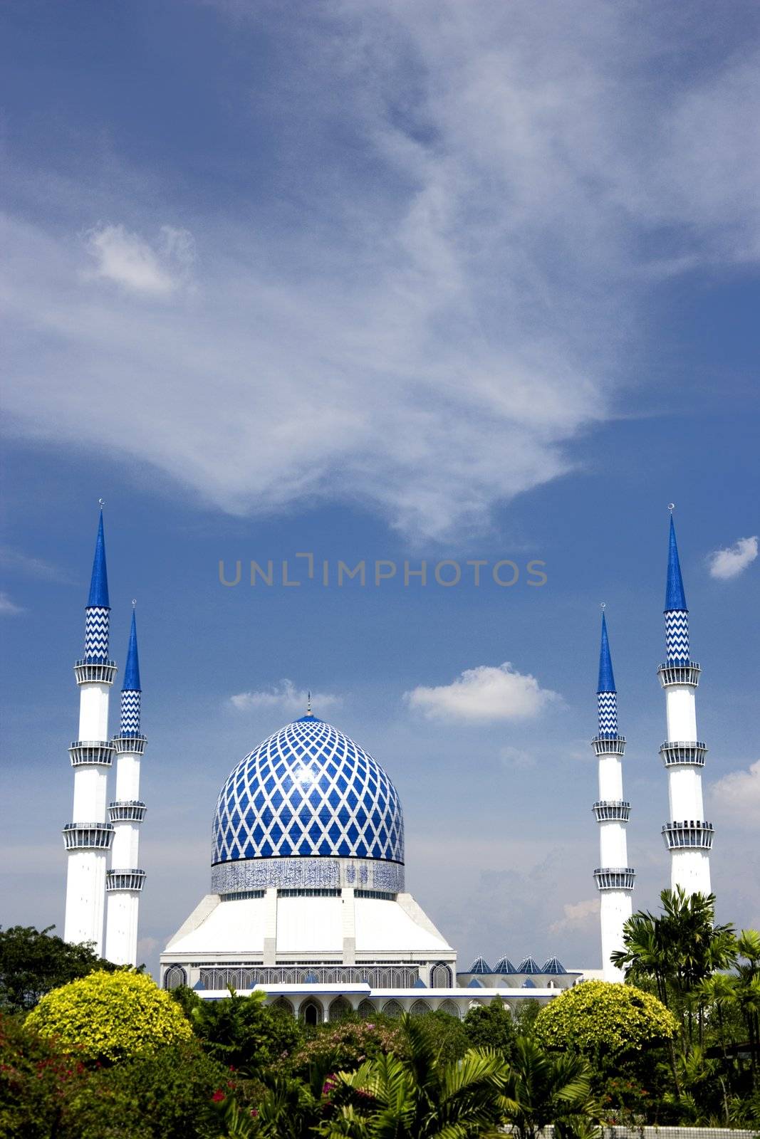Sultan Salahuddin Abdul Aziz Shah Mosque or commonly known as the Blue Mosque, located at Shah Alam, Selangor, Malaysia.