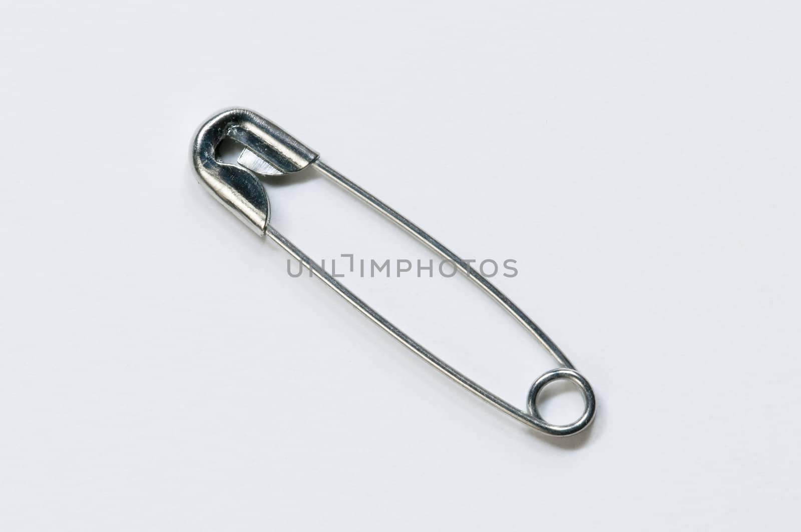 Isolated, closed safety pin in white background