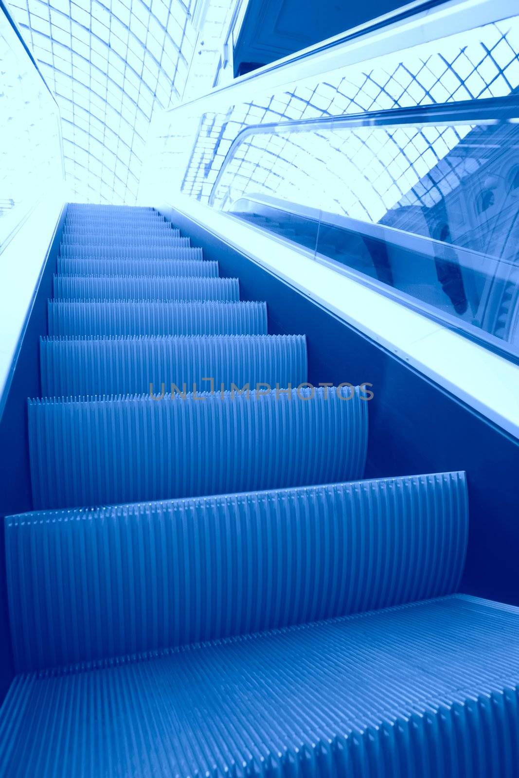 steps of the blue escalator by Astroid