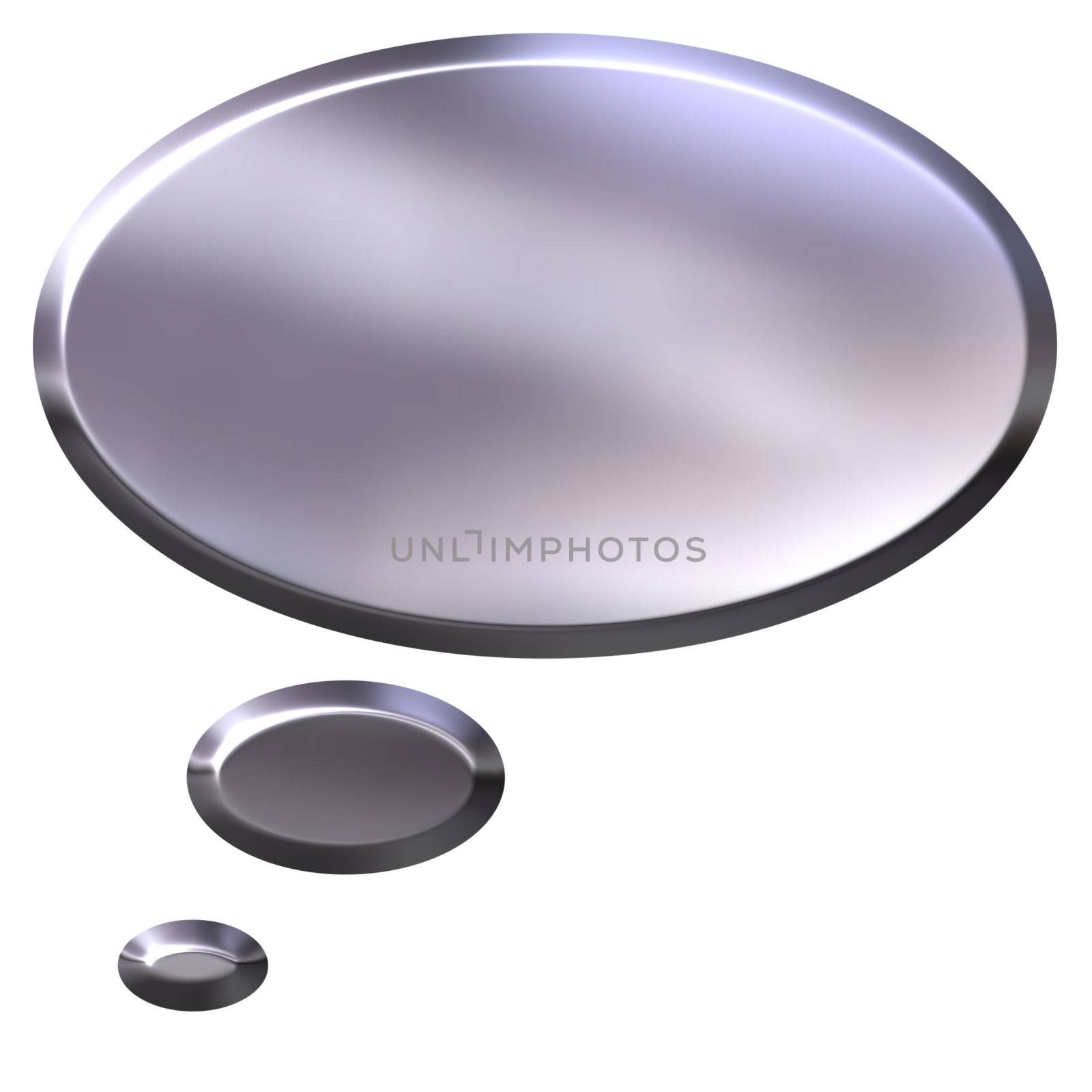 3d silver thought bubble isolated in white