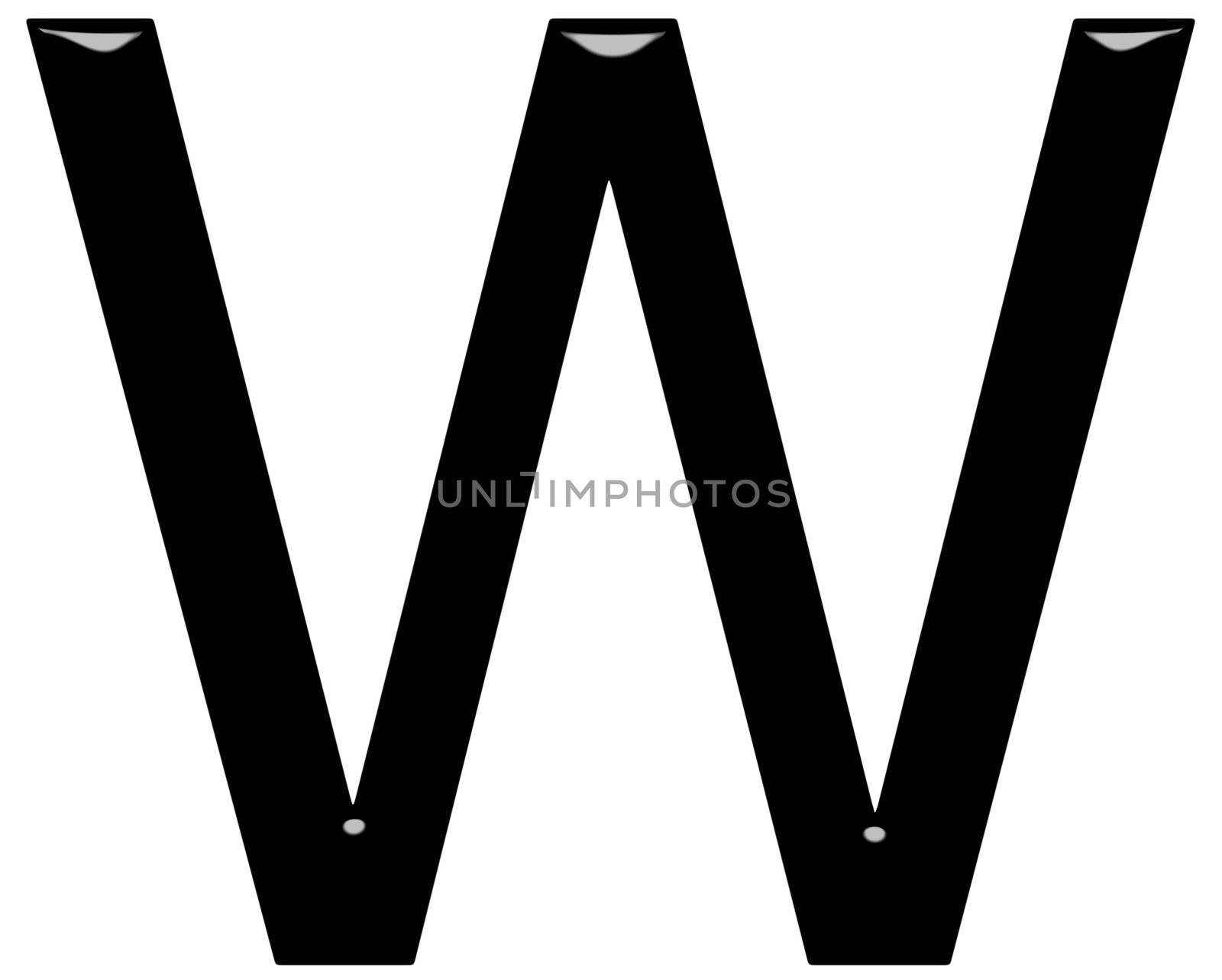 3d letter W isolated in white