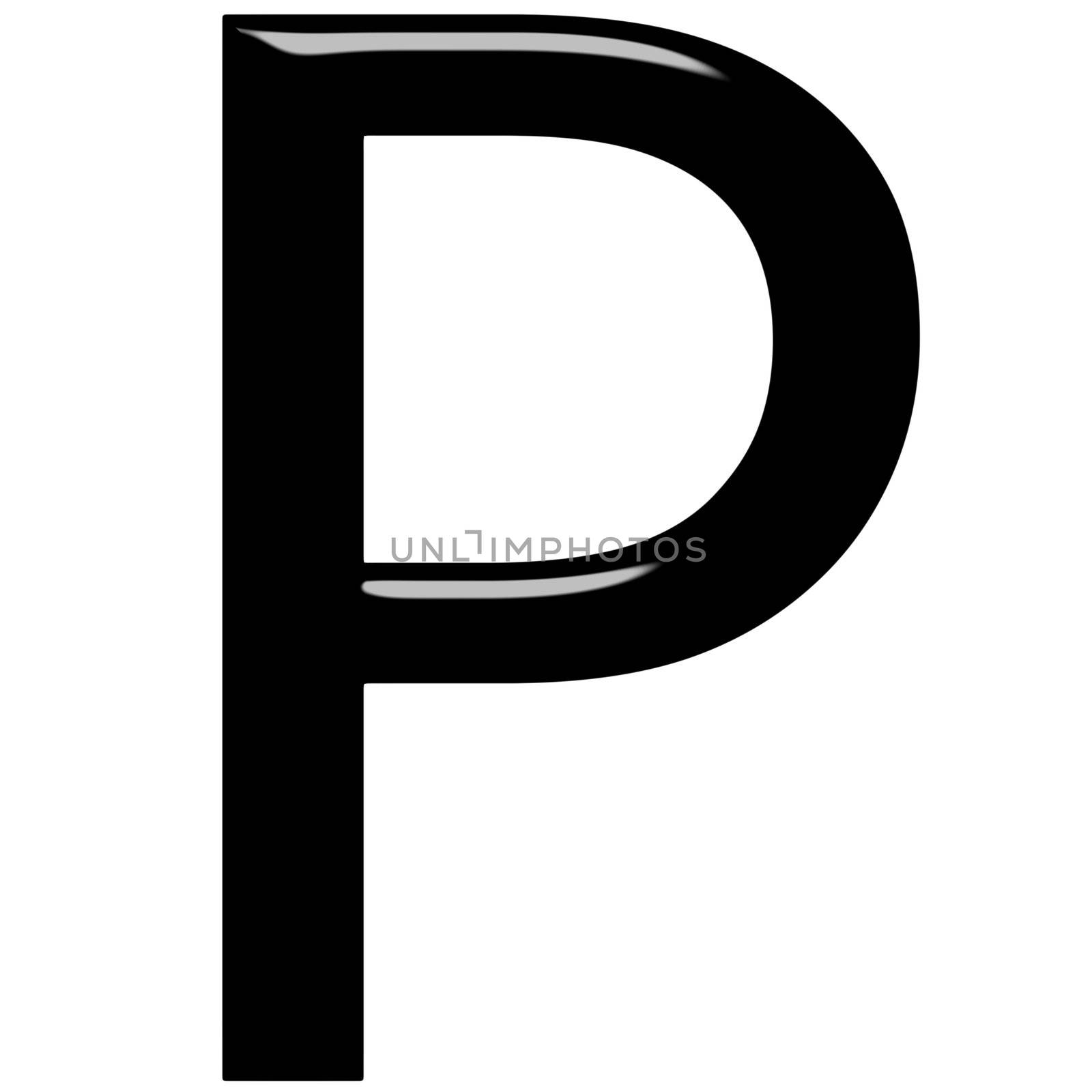 3d letter P isolated in white