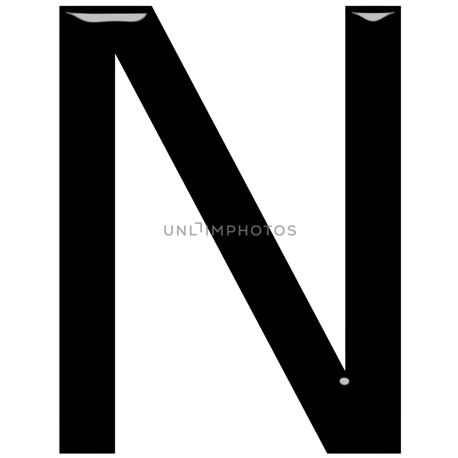 3d letter N isolated in white