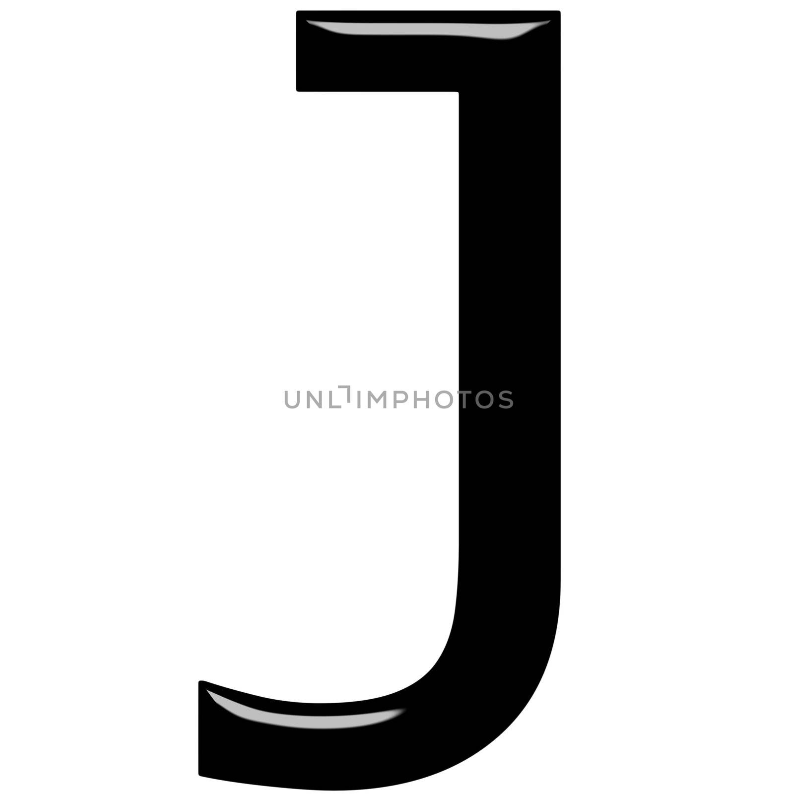 3d letter J isolated in white