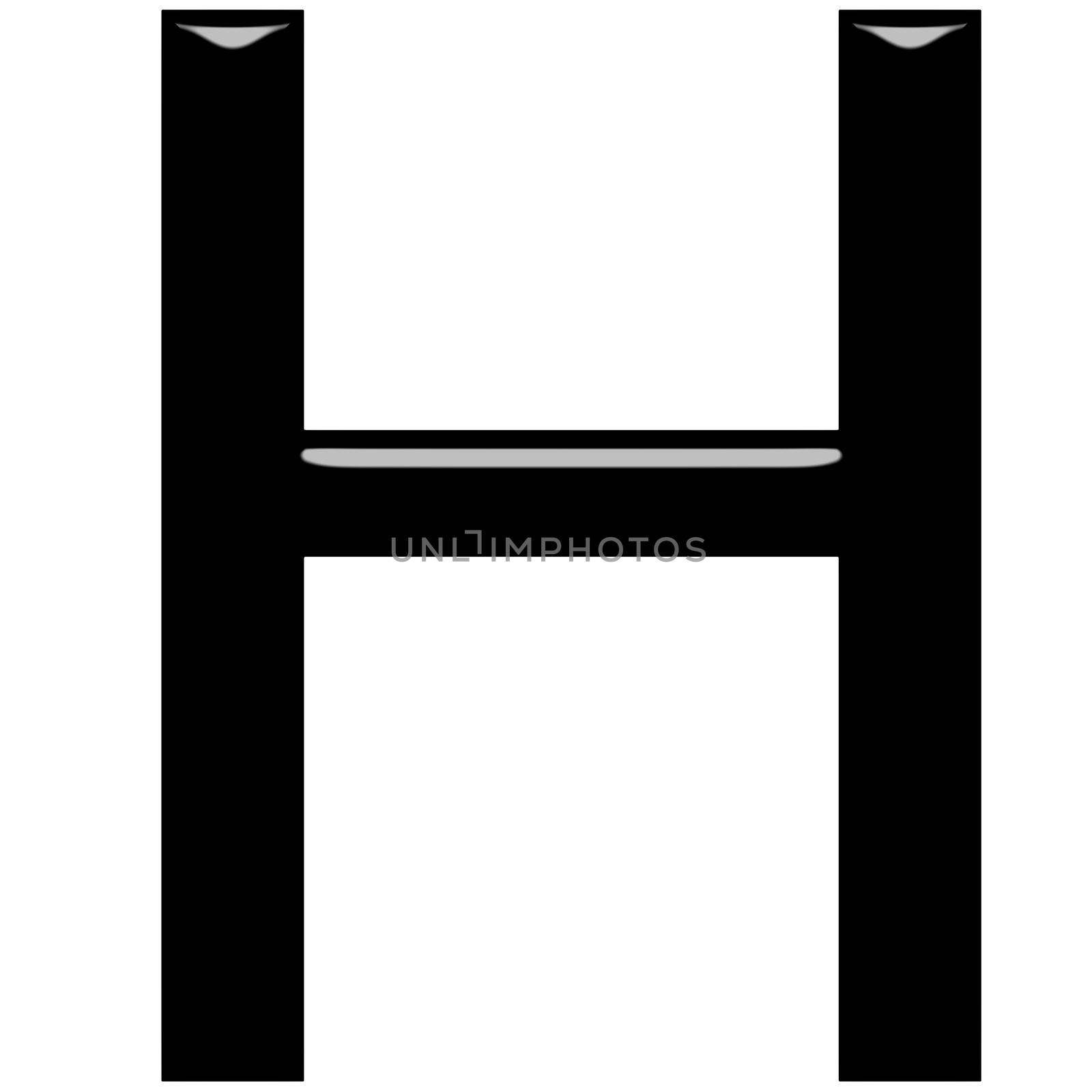 3d letter H isolated in white