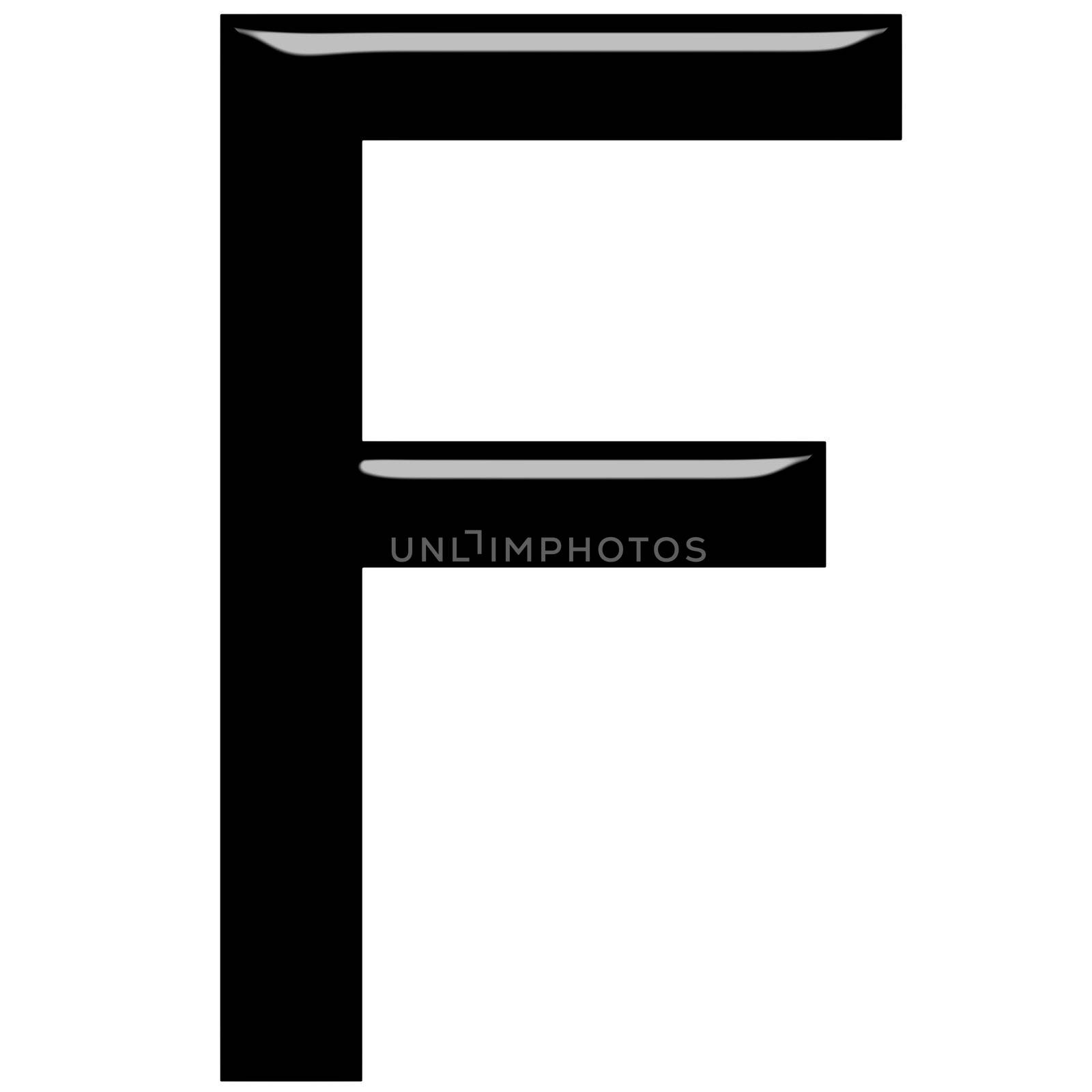 3d letter F isolated in white