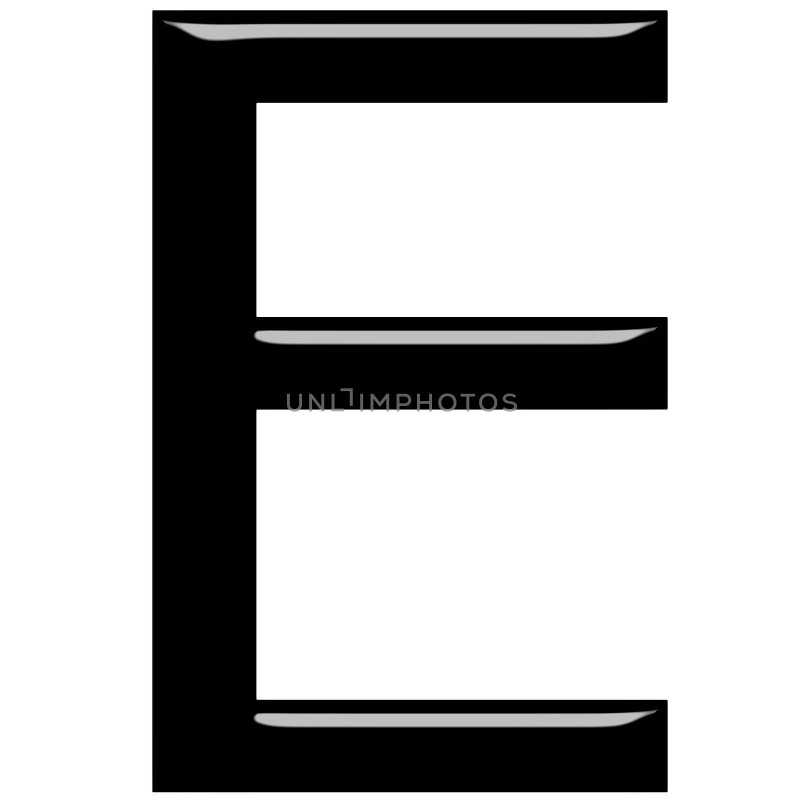 3d letter E isolated in white
