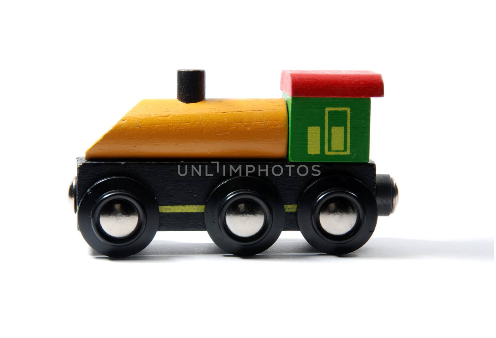 Toy locomotive isolated on white