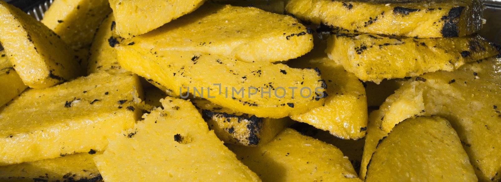 Polenta italian traditional dishes cooked in barbecue grilled style