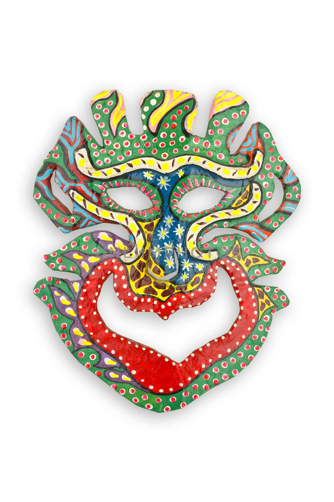 Traditional cuban mask on white background, clipping path.