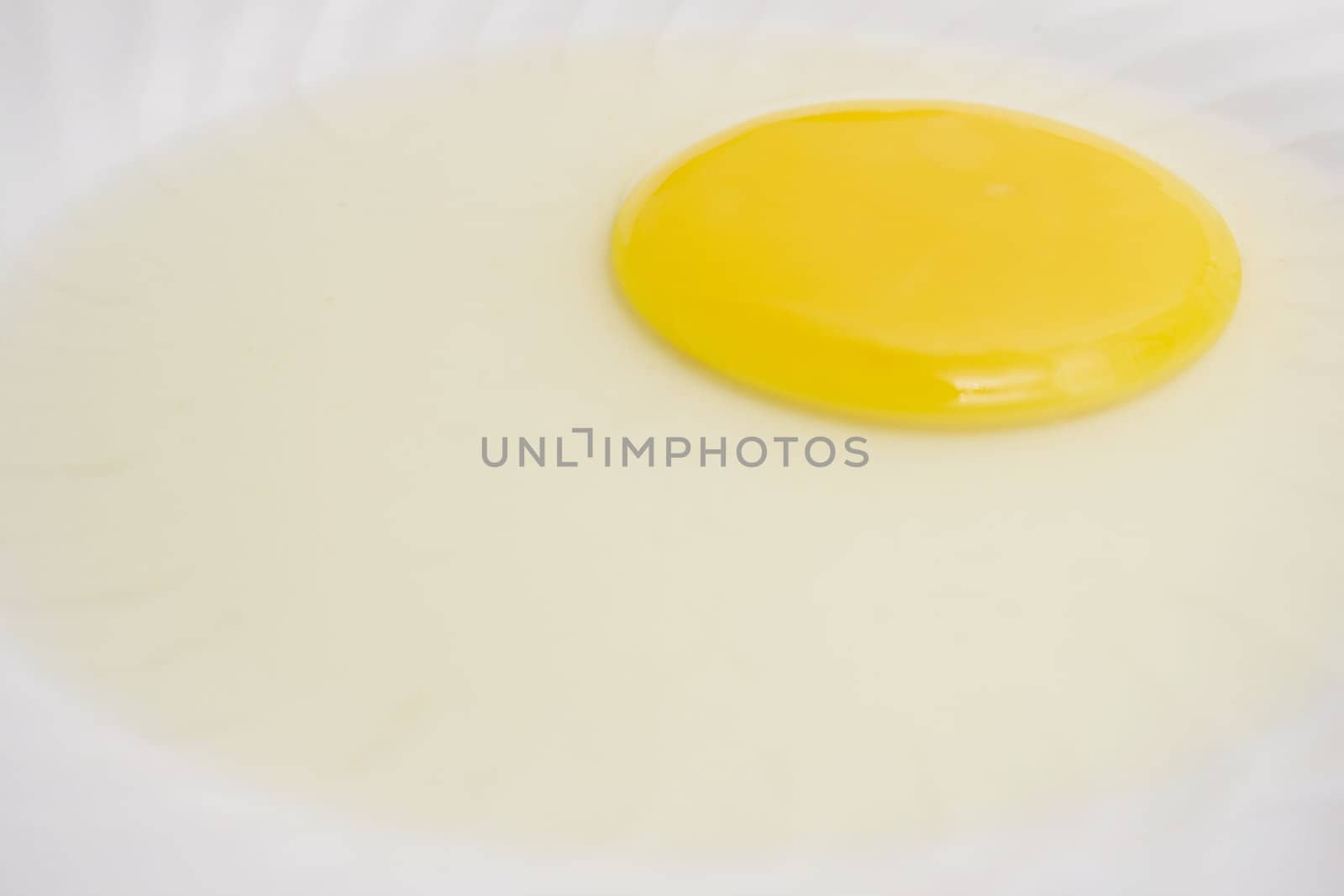 Egg yolk on a white plate.