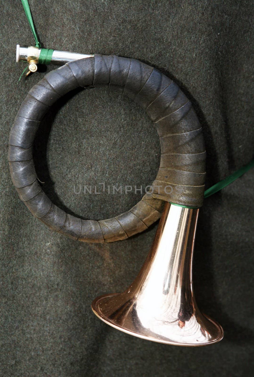 Hanging hunting horn with green band