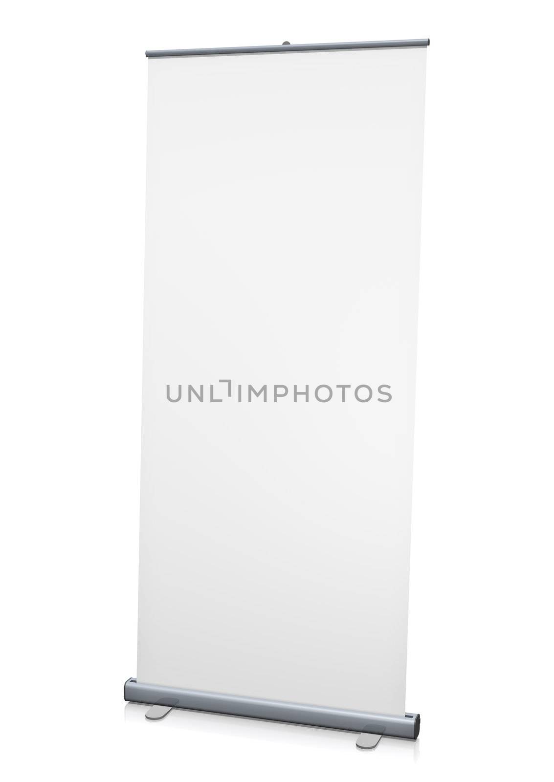 Blank 'roll-up' display. 3D rendered image.
