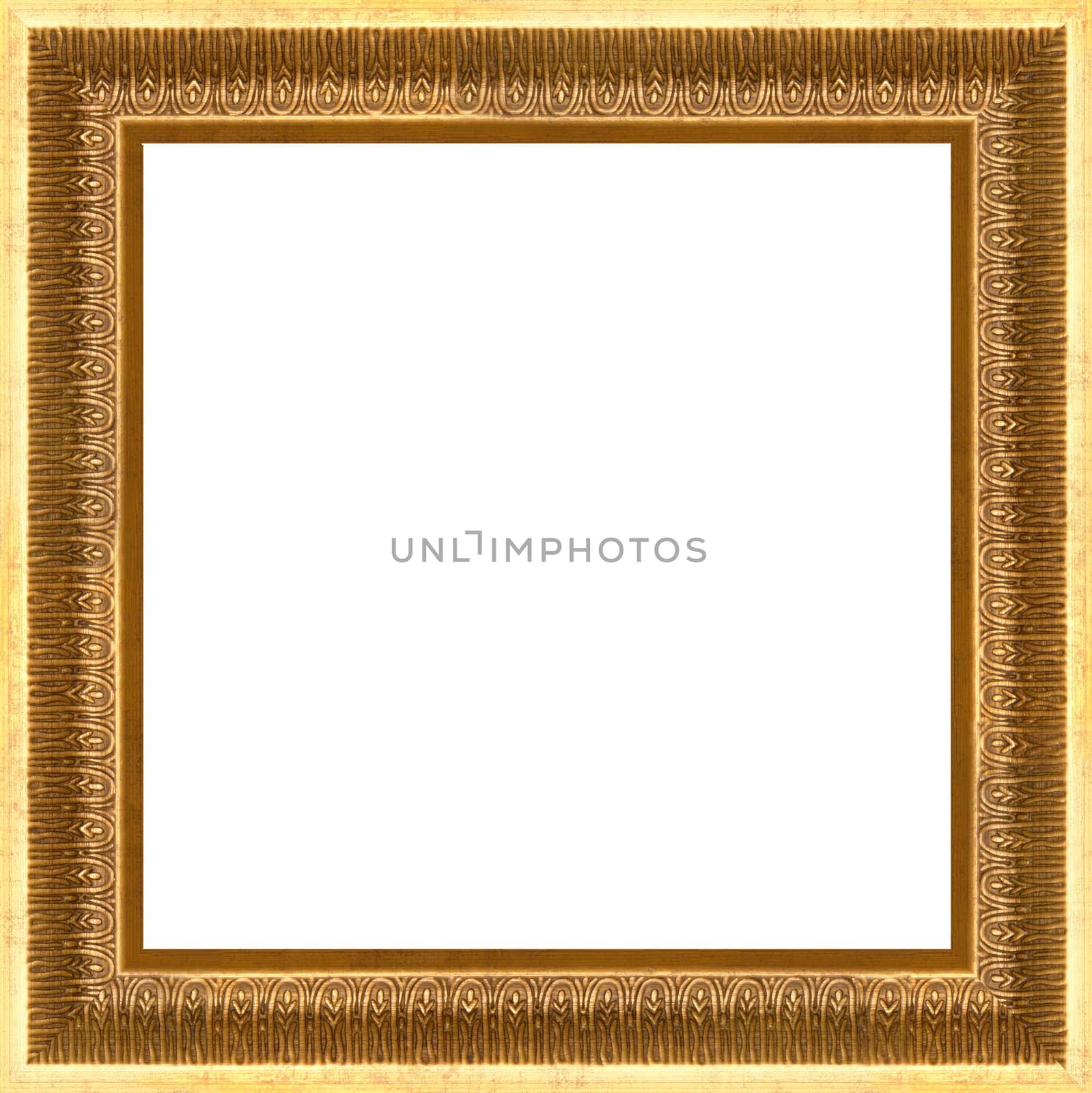 a picture gold frame on a white