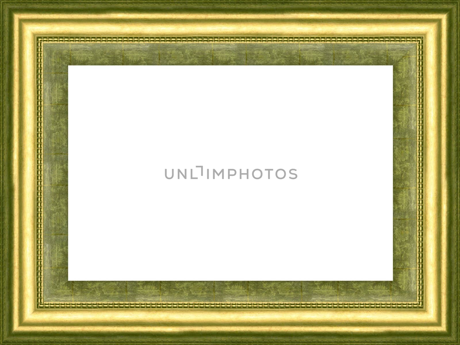a picture gold frame on a white