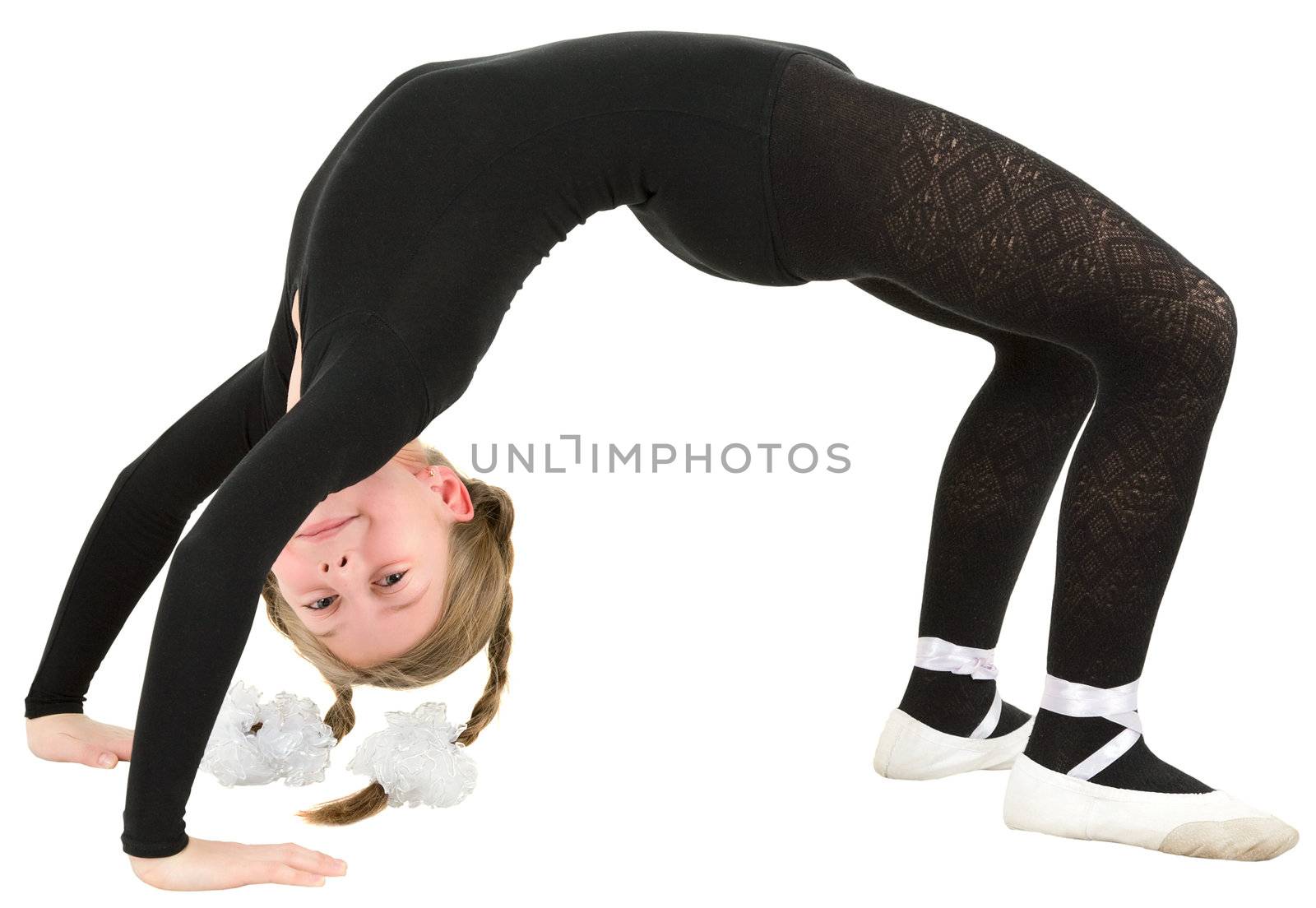 Ballet dancer girl on the white background