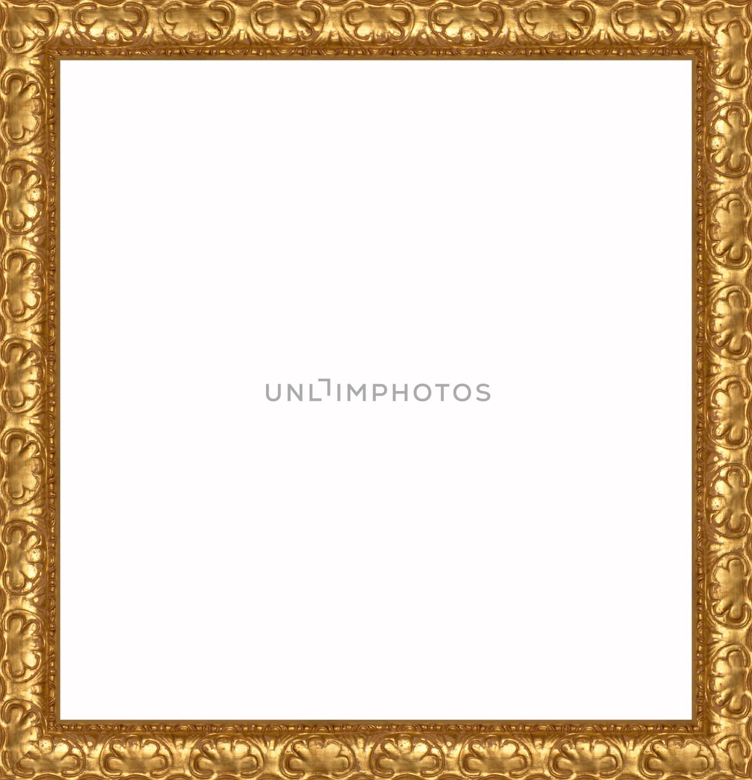 a picture gold frame on a white