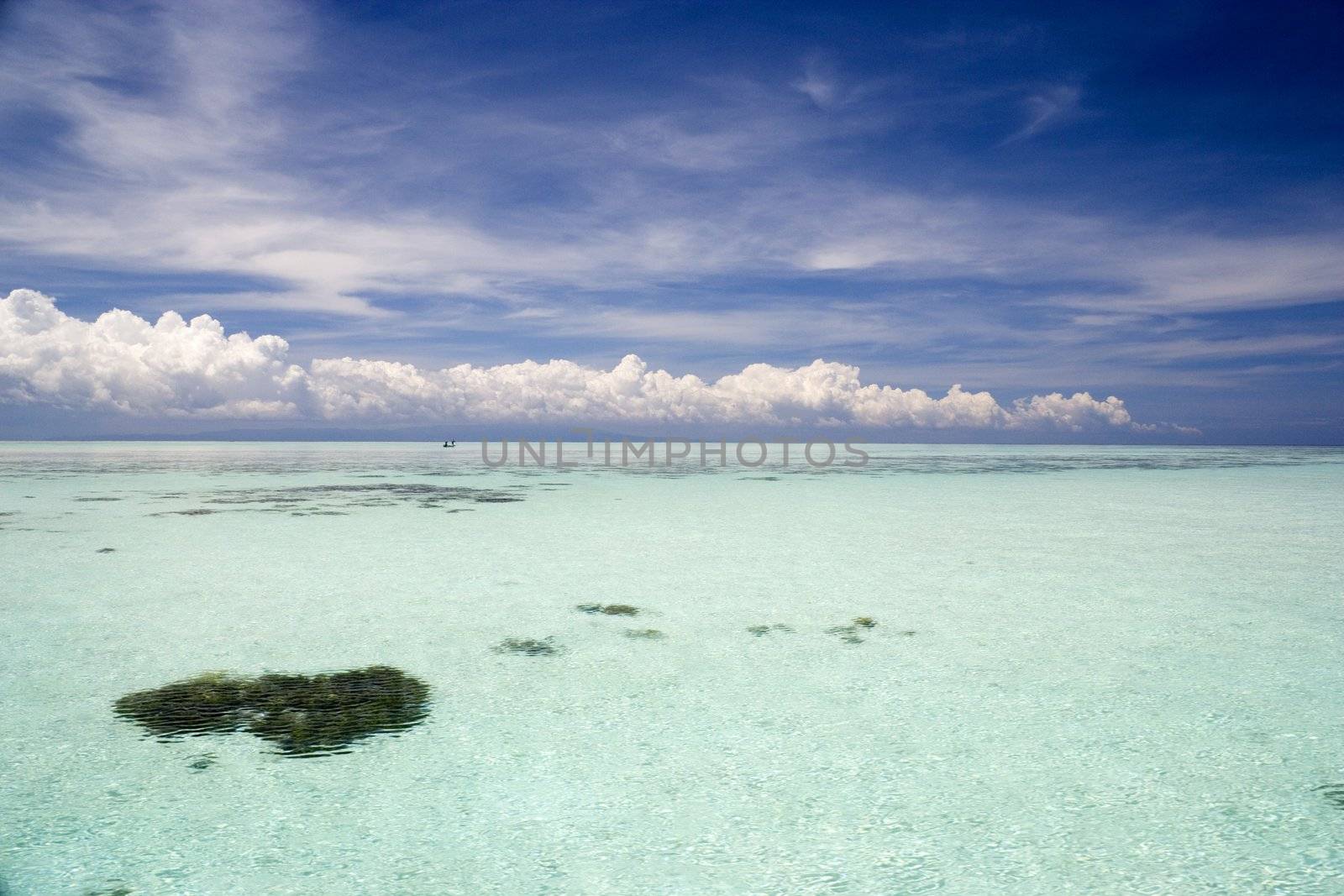 Image of the shallow open sea in Malaysian waters.