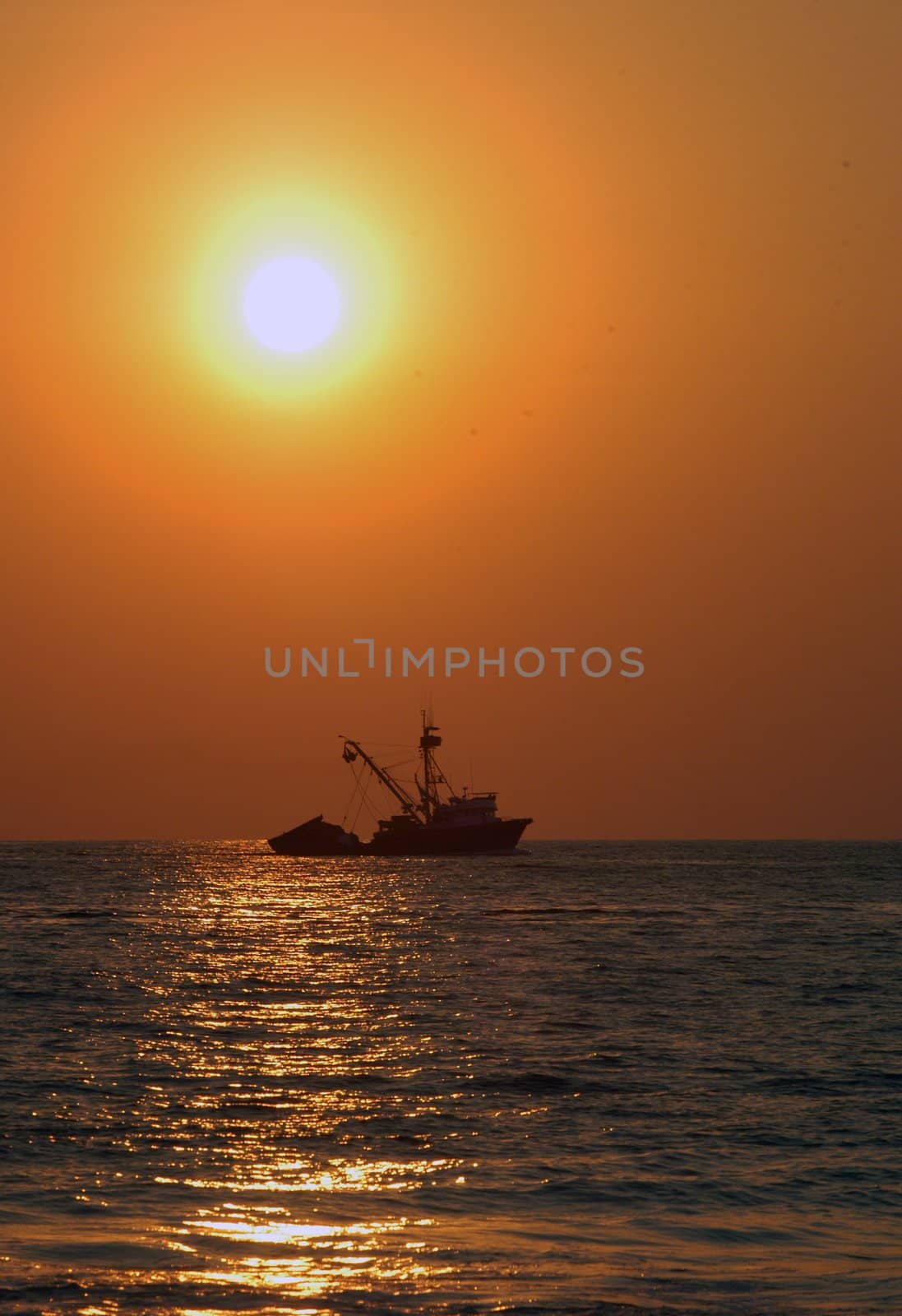 Boat on sea during sunset, Puerto Escondido, Mexico