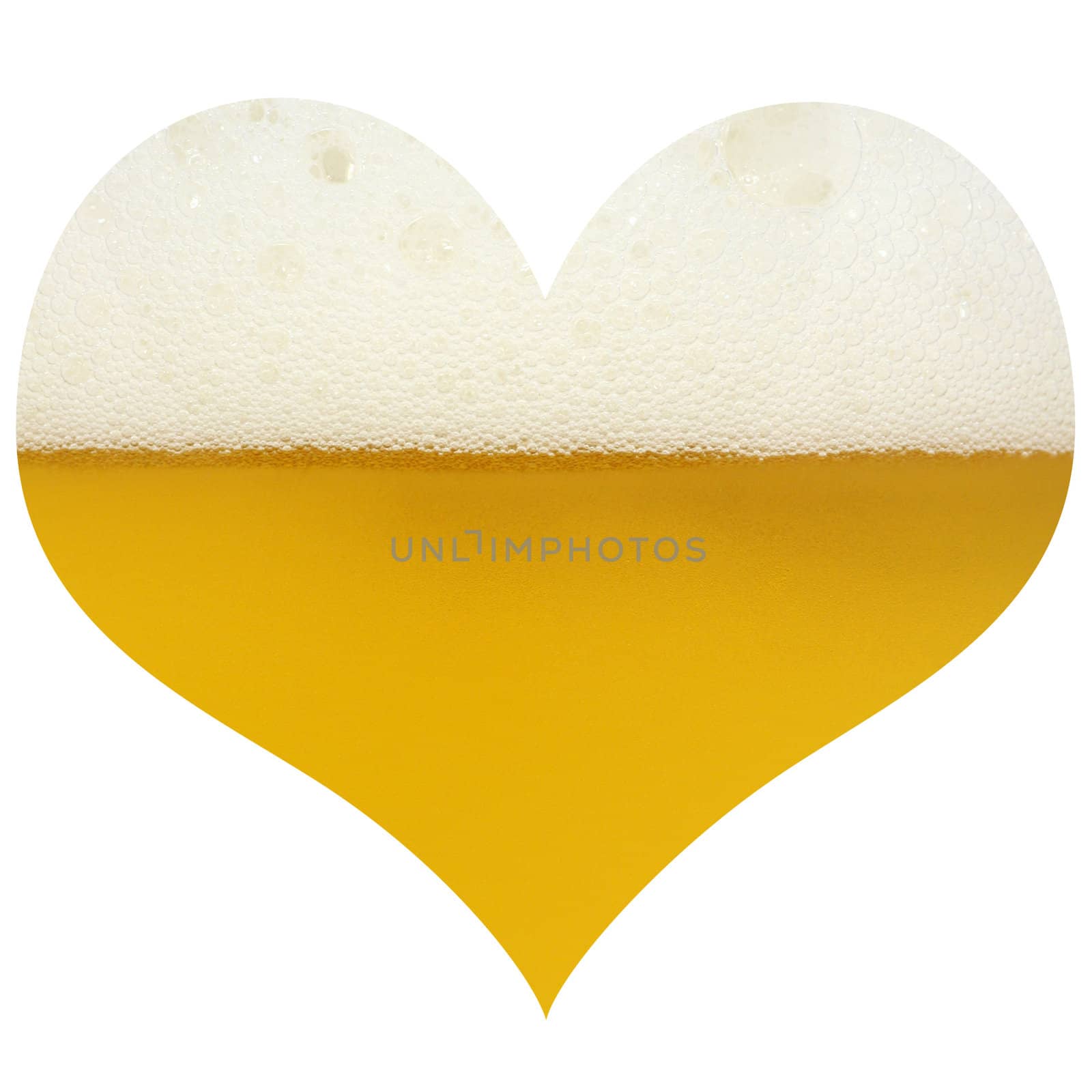 Heart shaped beer isolated in white