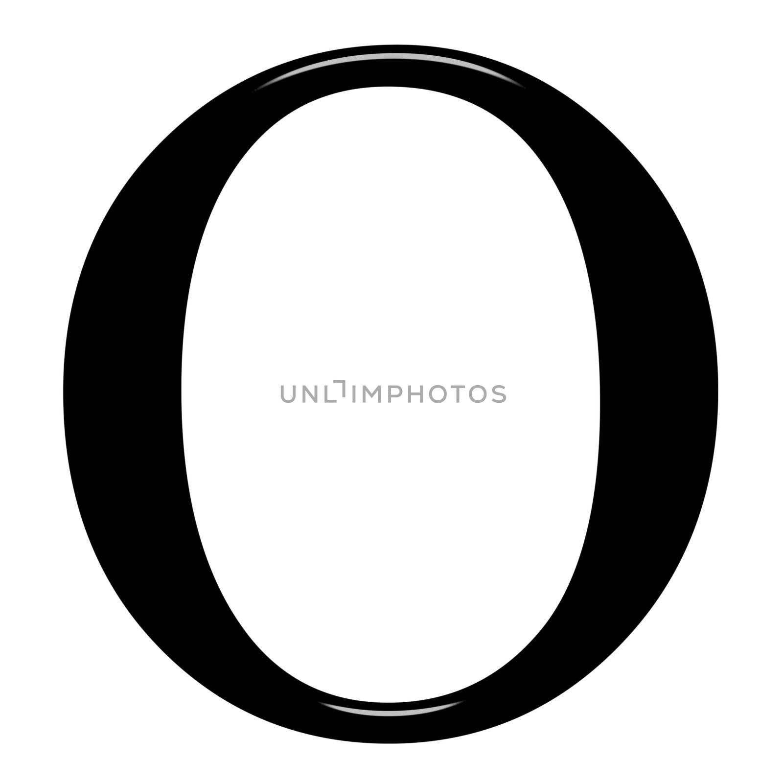 3d Greek letter Omikron isolated in white