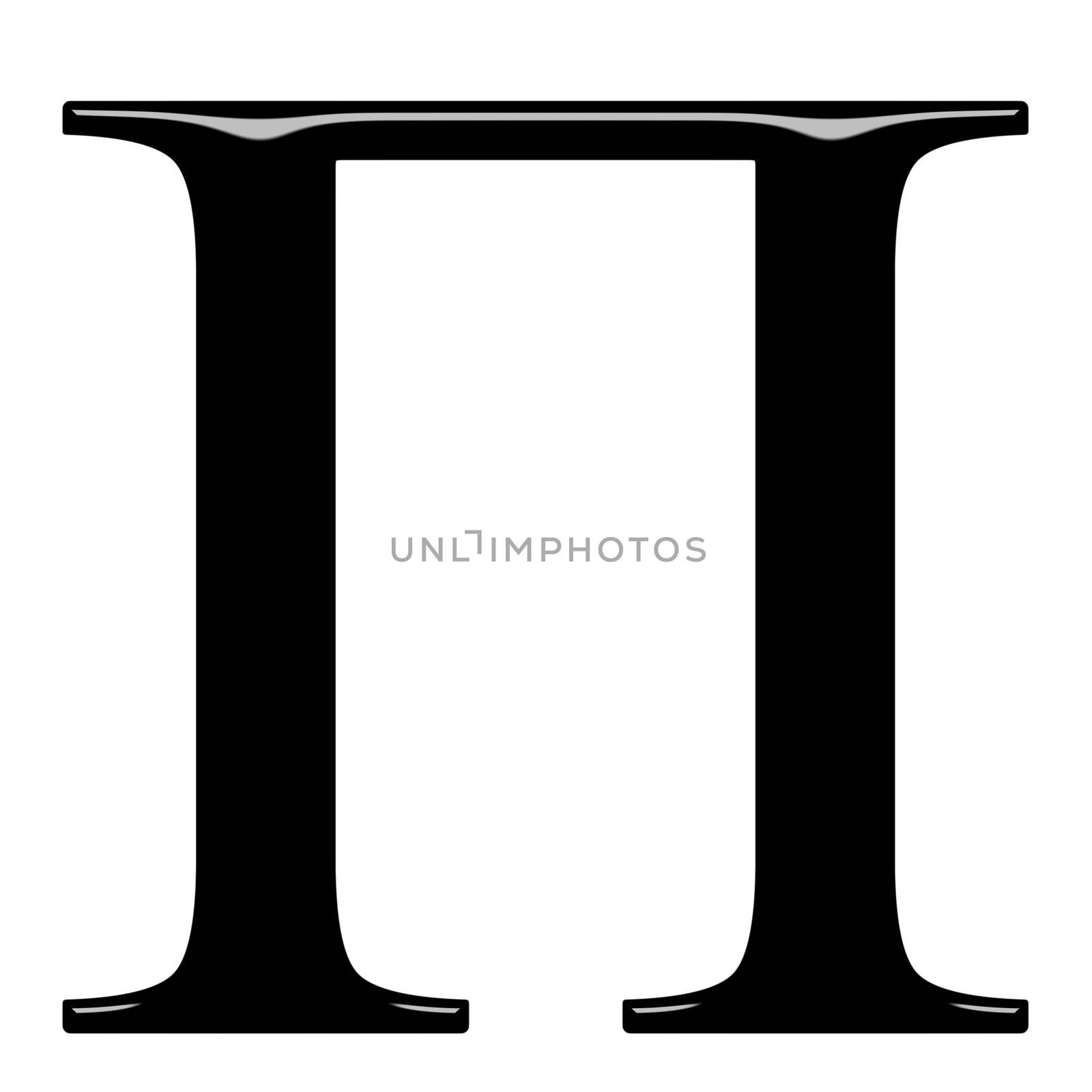 3d Greek letter Pi isolated in white