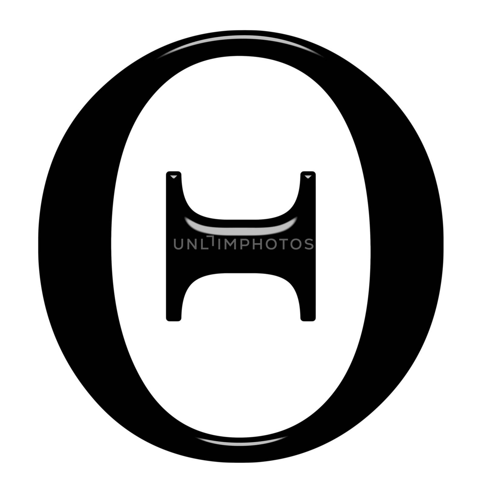 3d Greek letter Theta isolated in white