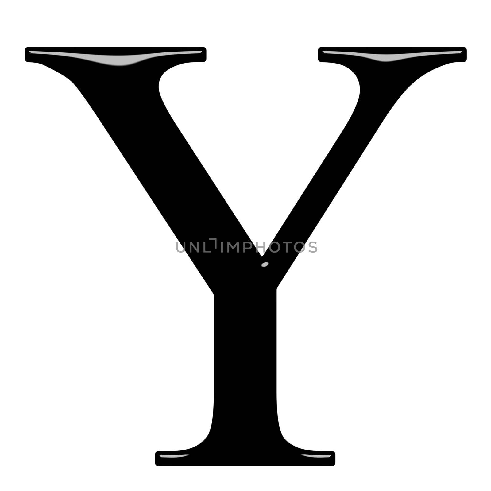 3d Greek letter Ypsilon isolated in white