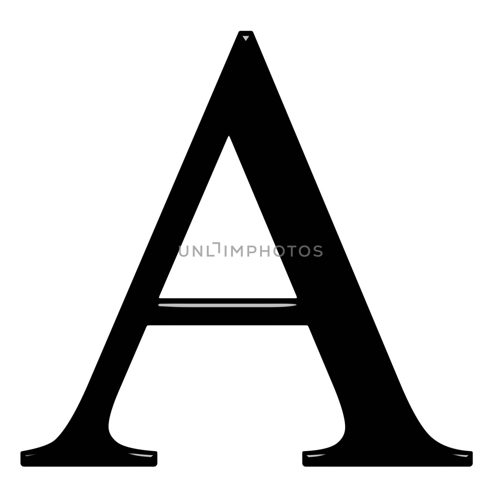 3d Greek letter Alpha isolated in white