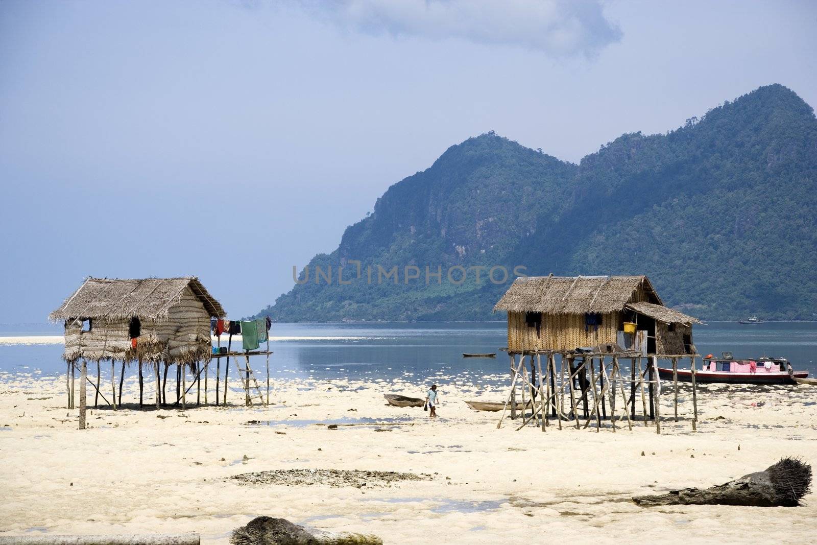 Island Native Huts on Stilts by shariffc