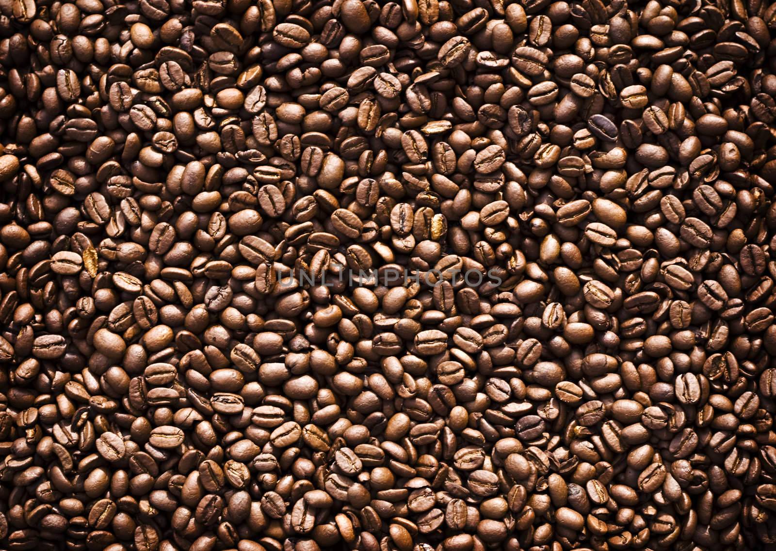 Full frame of coffee beans.
