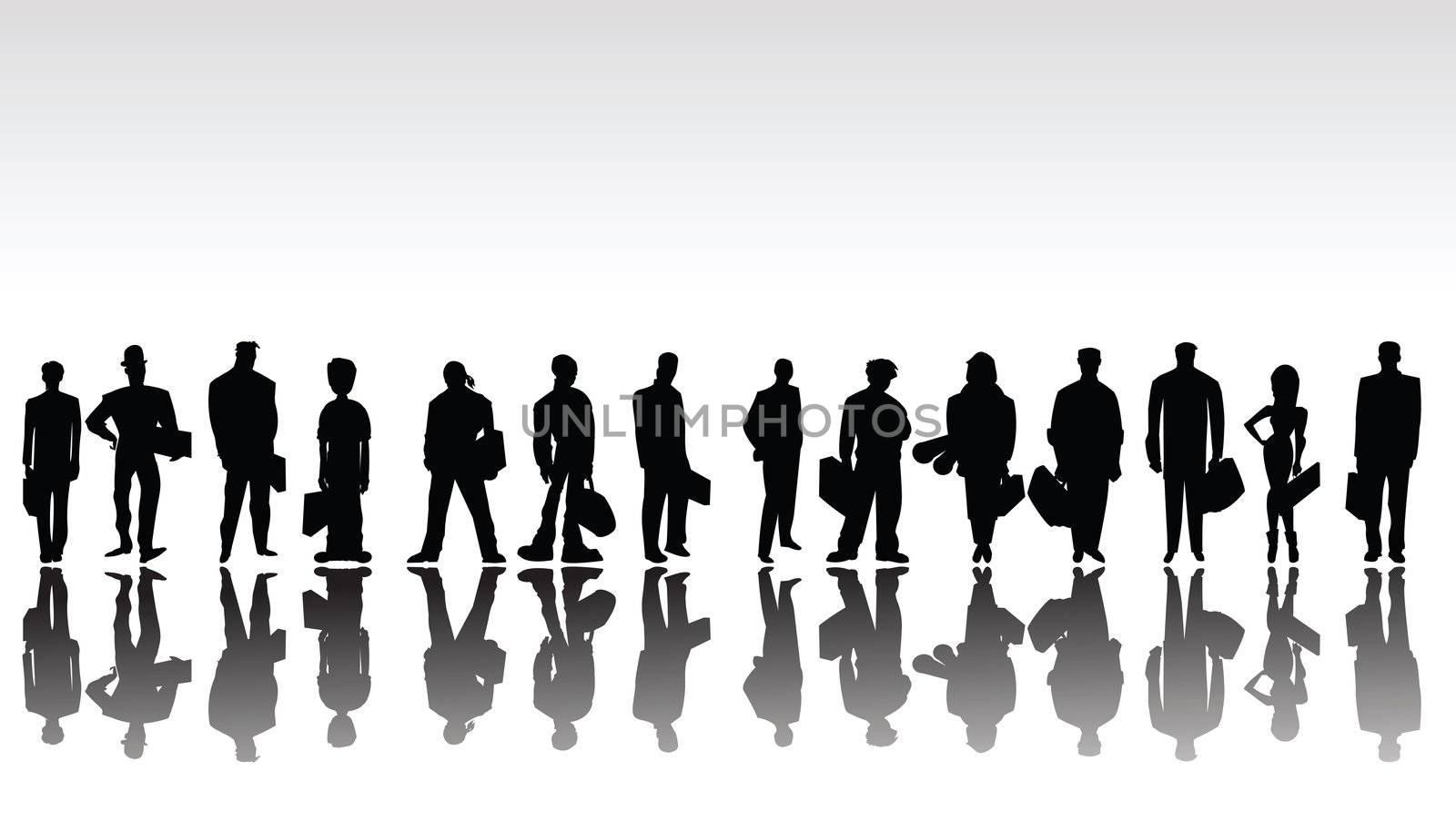 Sketch with Stylized business people silhouettes