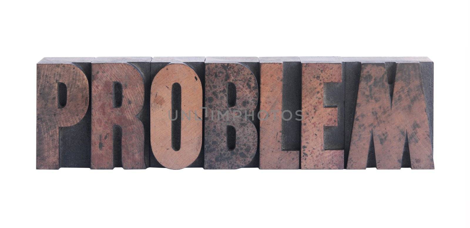 the word 'problem' in old ink-stained wood type