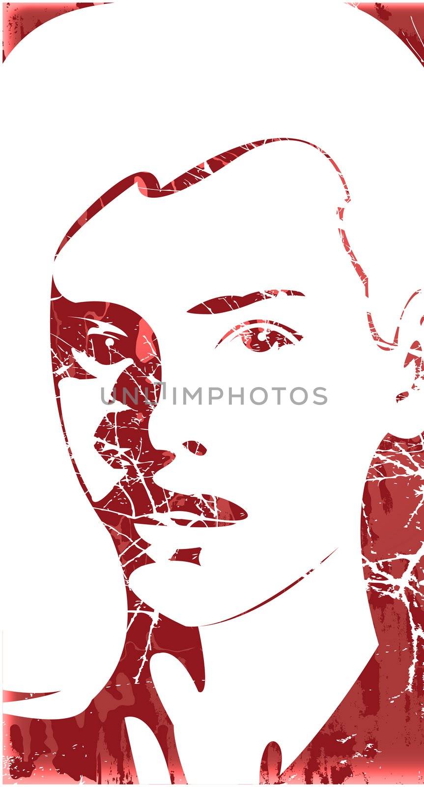 Creative grunge art, stylized portrait of a girl