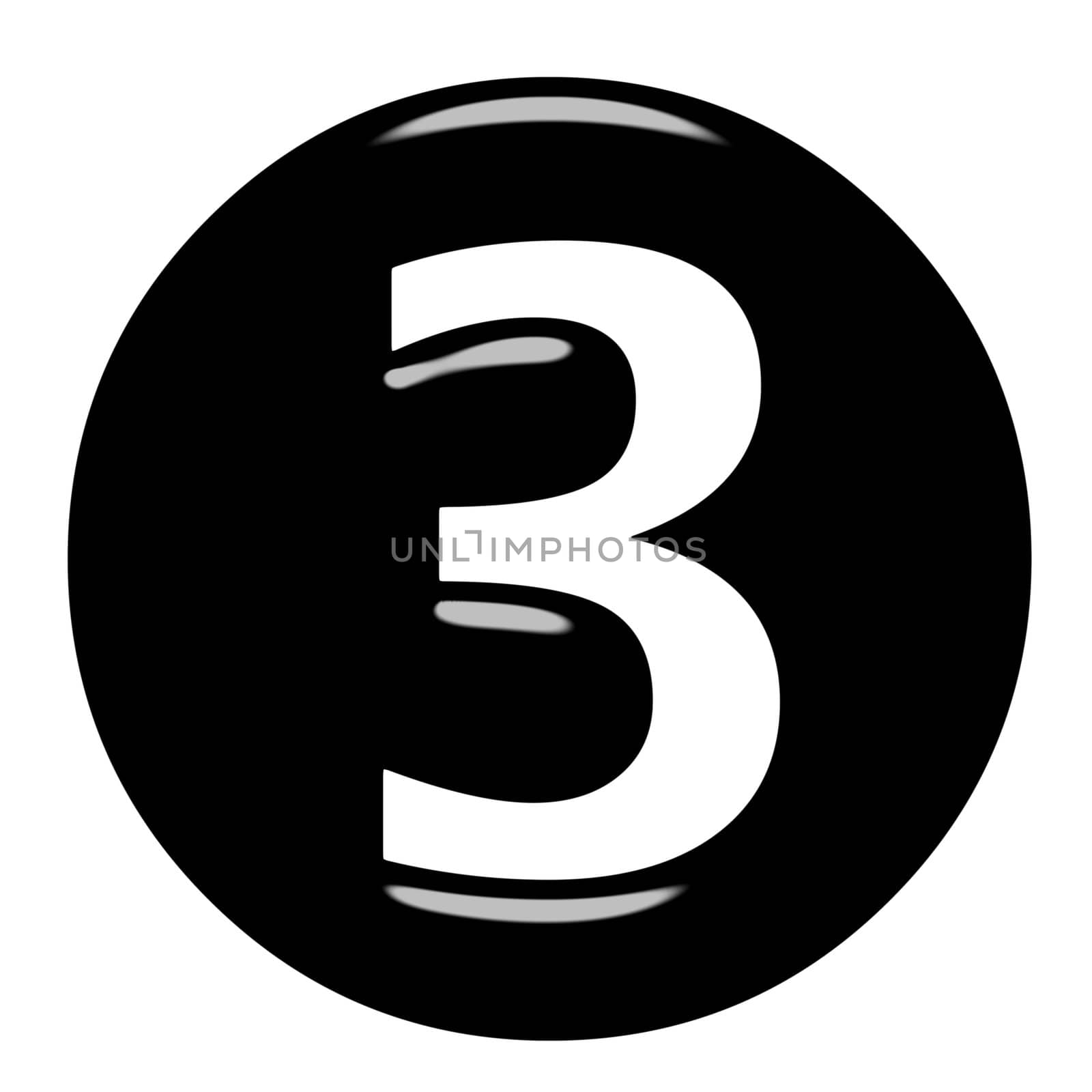 3d framed number 3 isolated in white