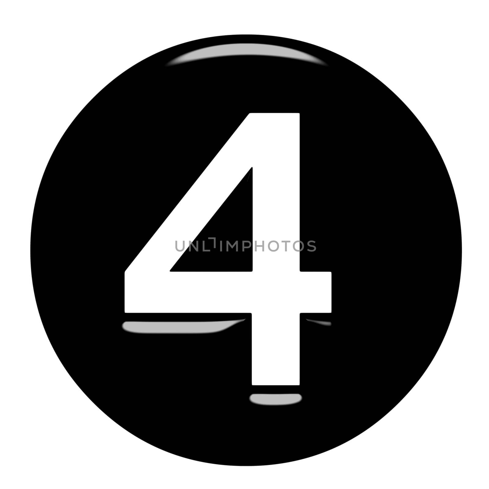 3d framed number 4 isolated in white