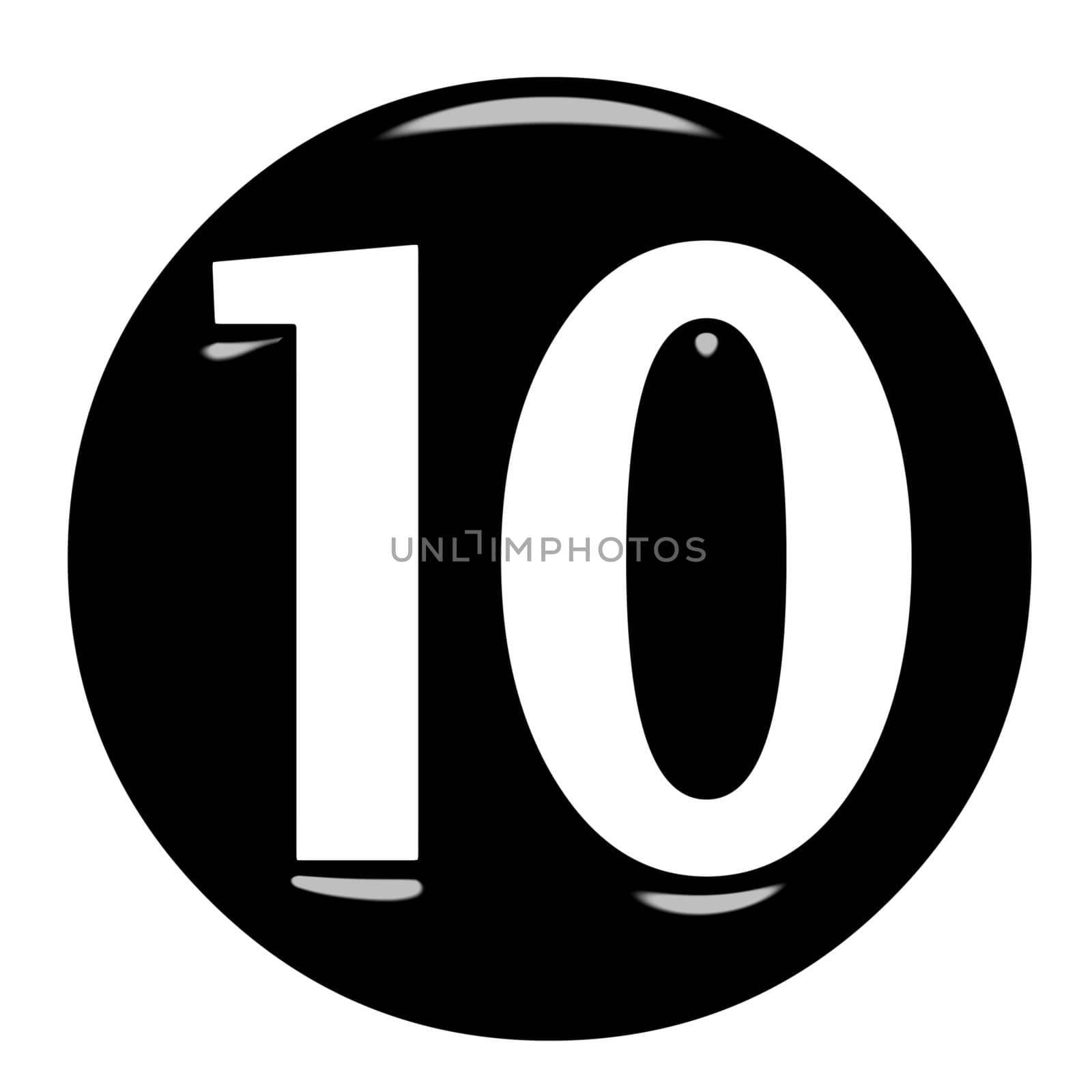 3d framed number 10 isolated in white