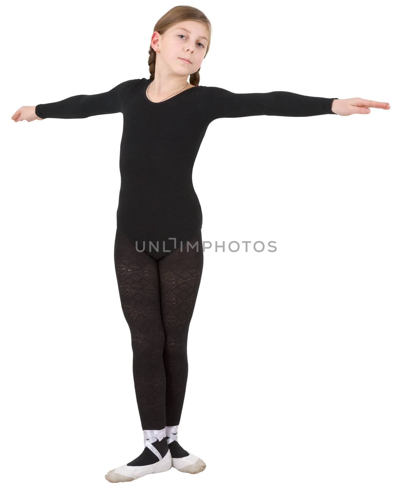 Ballet dancer girl on the white background