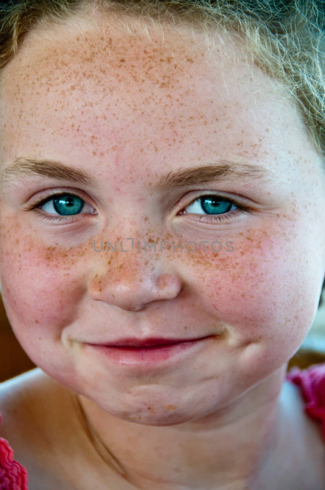 young girl with freckles by rongreer