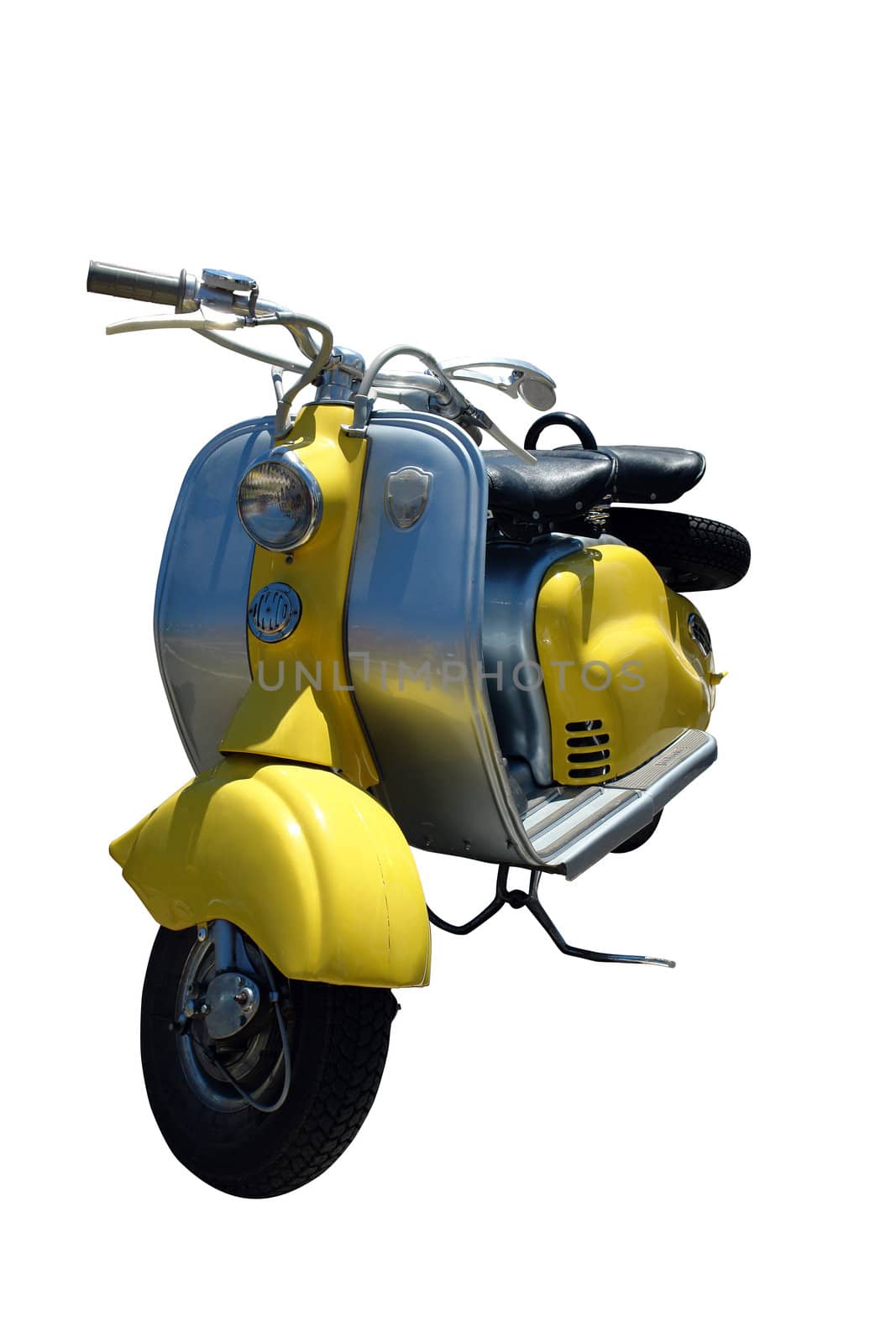 Vintage yellow scooter. Vector path is included on file.