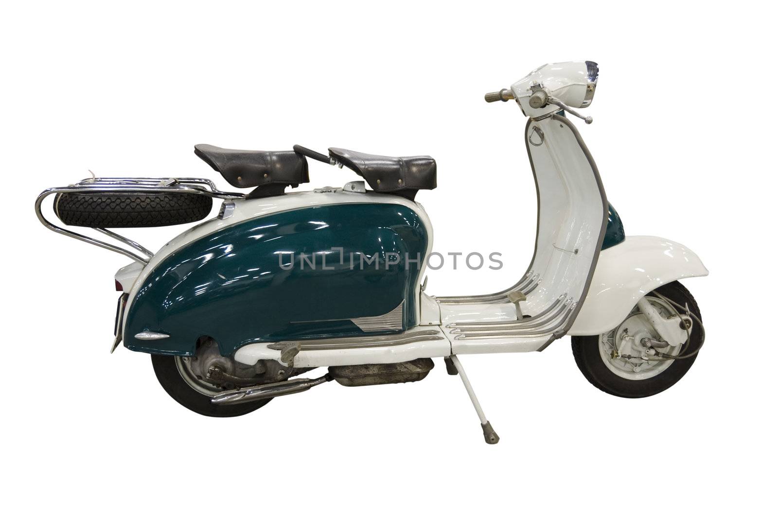 Vintage green and white scooter (path included) by simas2