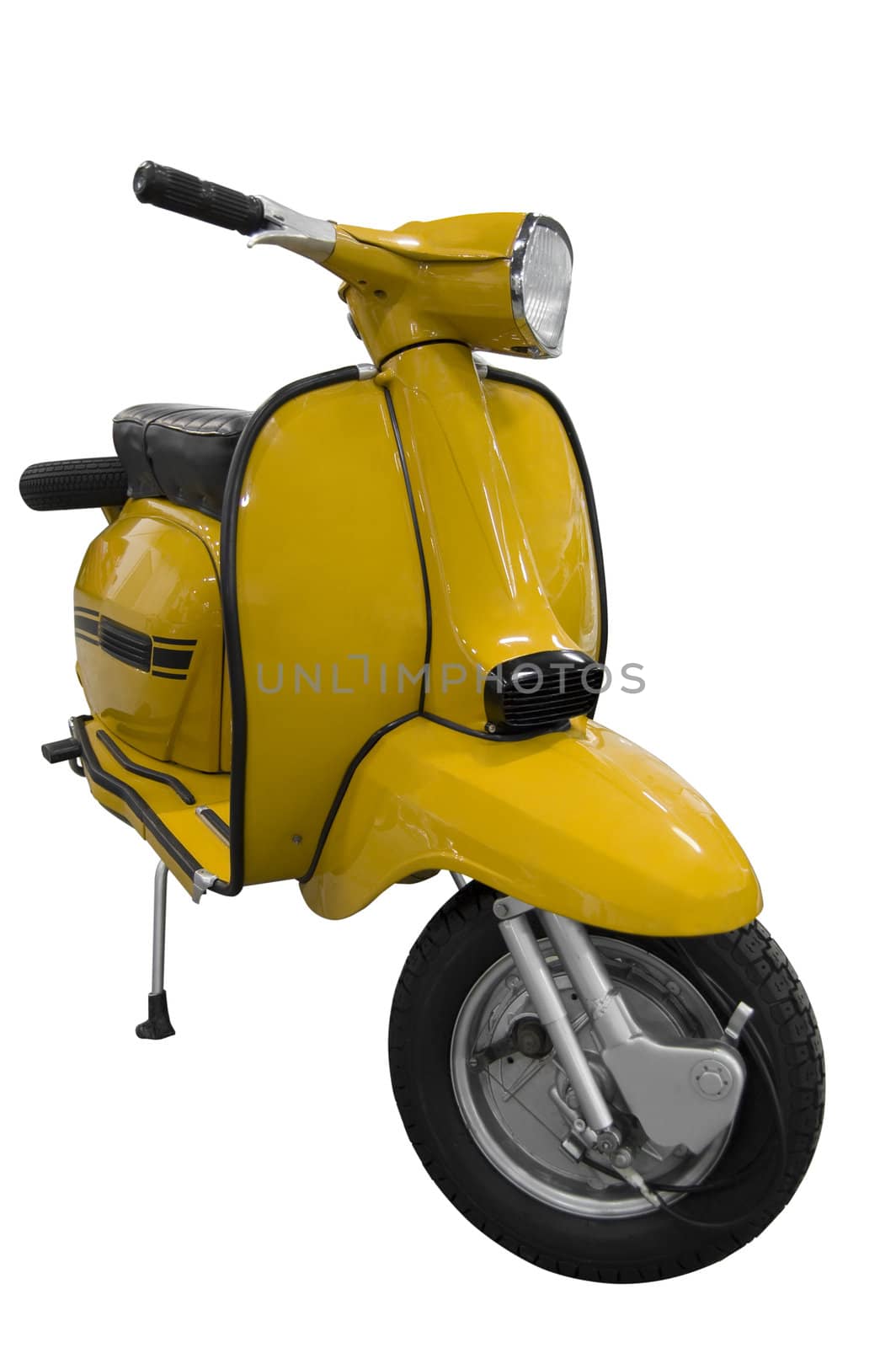 Vintage black and yellow scooter. Vector path is included on file.