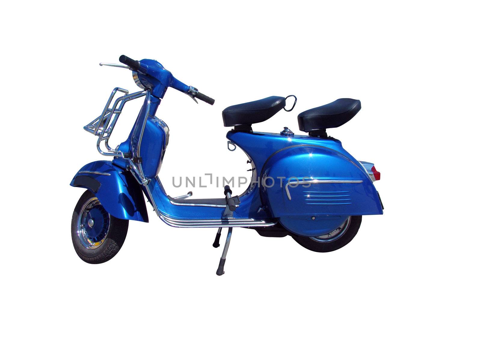 Vintage blue scooter. Vector path is included on file.