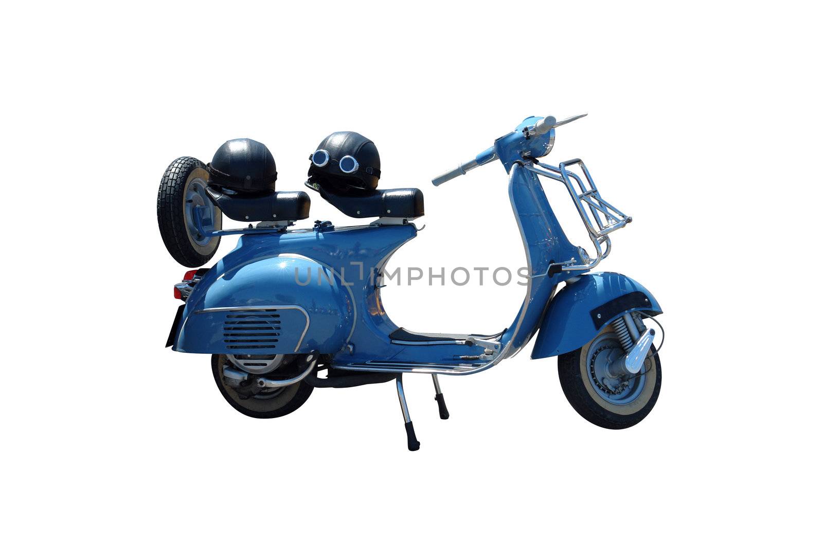 Vintage blue scooter. Vector path is included on file.