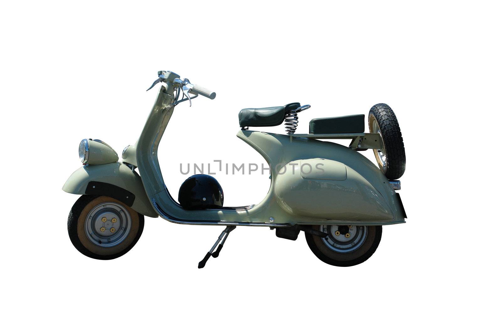 Vintage green vespa scooter. Vector path is included on file.