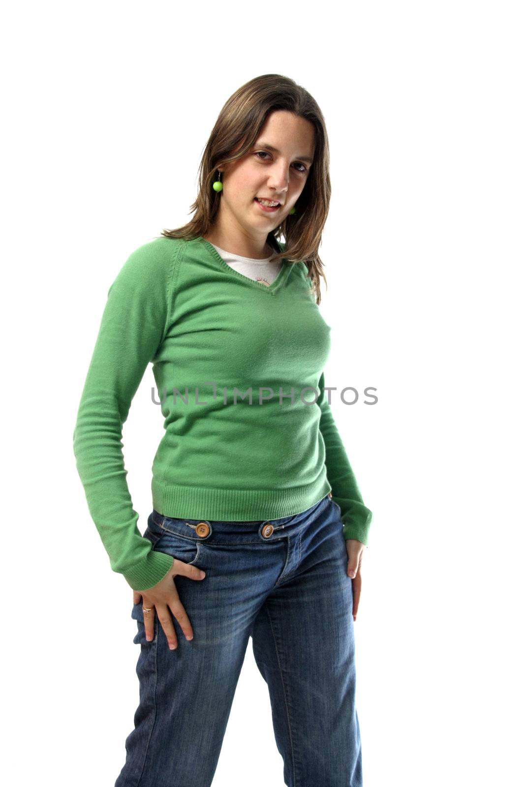 fashion girl over white background