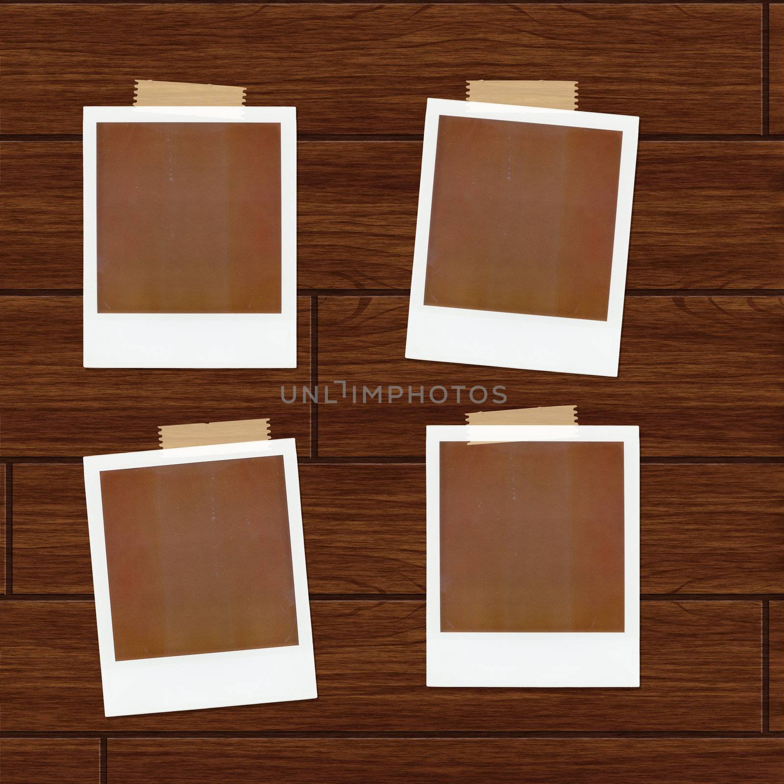 Photos placeholders over a wooden background