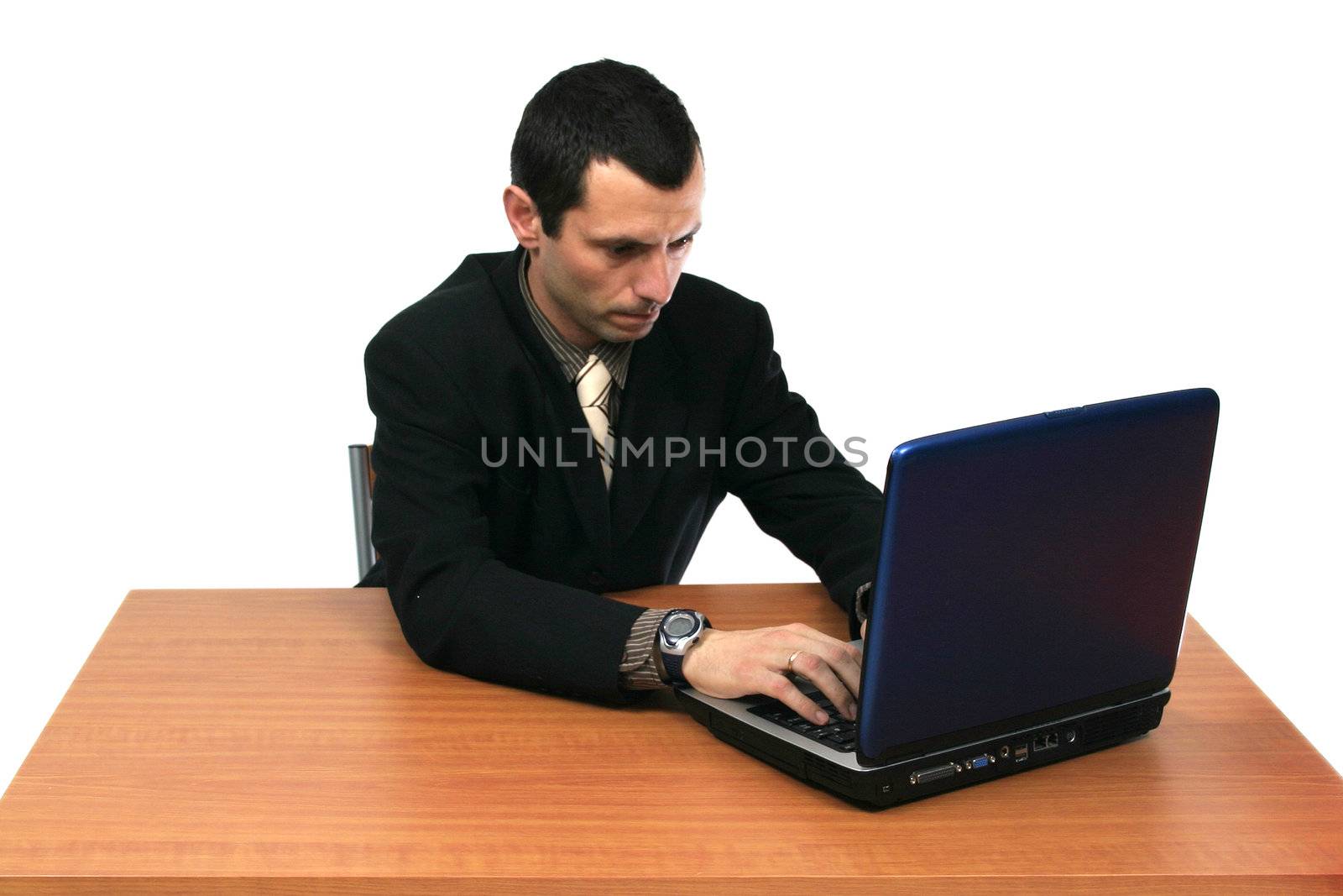 businessman over white studio background