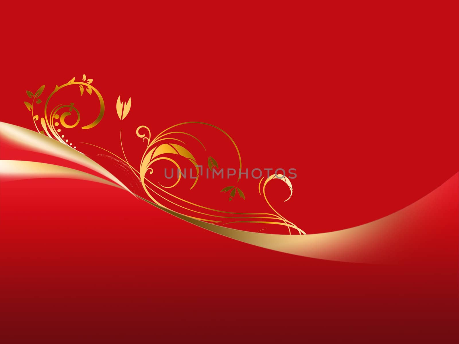 Shaded purple background with gold floral designs