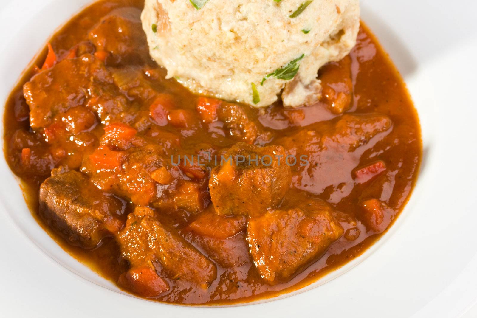 hungarian goulash and a bread dumpling by bernjuer